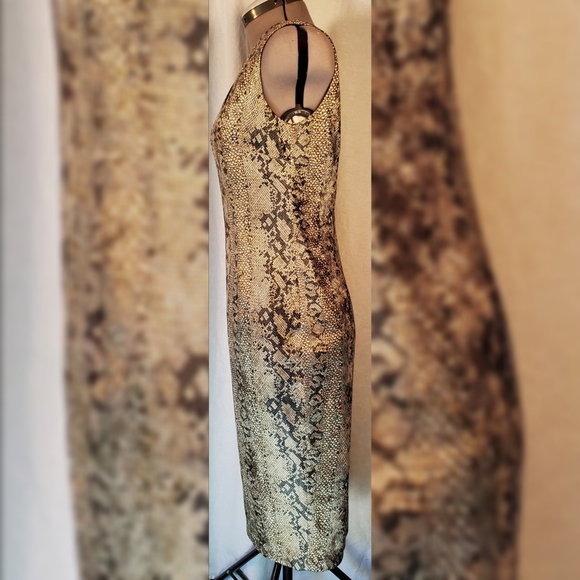 TRIO NEW YORK Exotic GRN/BLK Python Print Dress SM - Picture 4 of 15